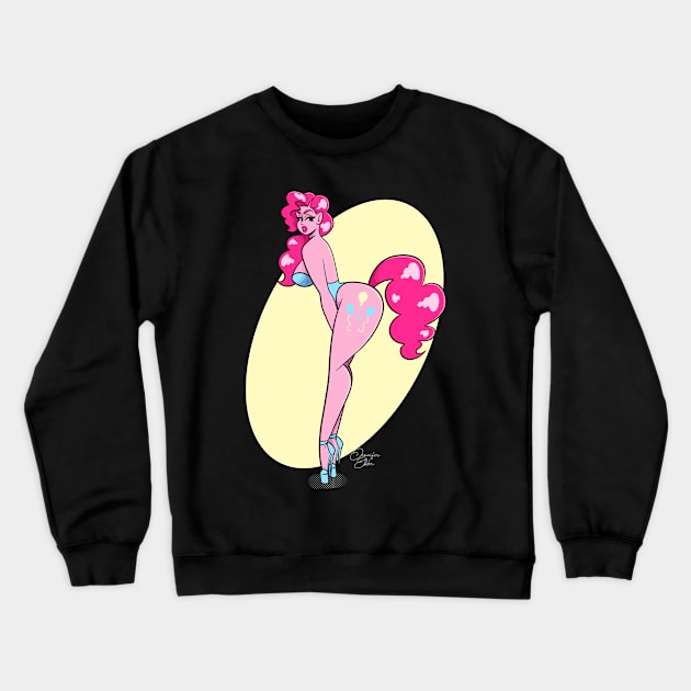 Pinkie Pony Crewneck Sweatshirt by Jennifer Elder Art